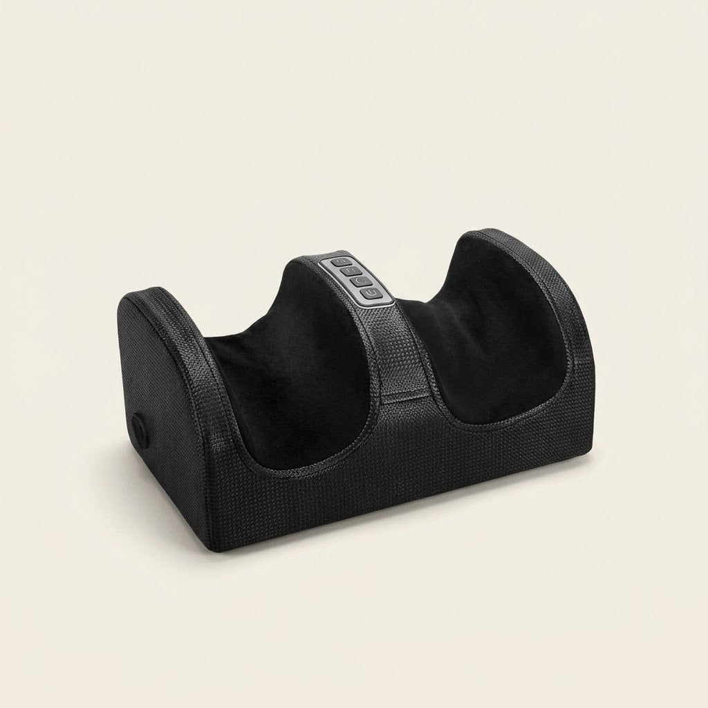 Alithera heated shiatsu foot massager in black woven fabric
